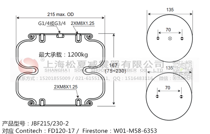 JBF215/230-2橡膠<a href='http://isavage.com.cn/' target='_blank'><u>空氣彈簧</u></a>