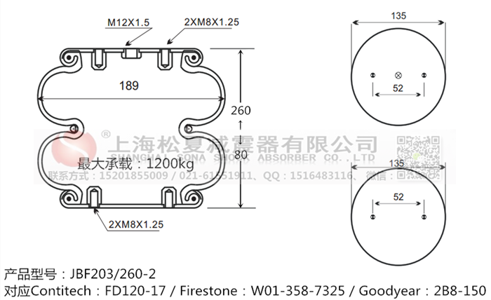 JBF203/260-2橡膠<a href='http://isavage.com.cn/' target='_blank'><u>空氣彈簧</u></a>